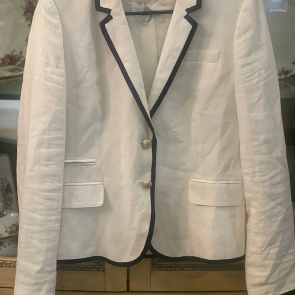 J.Crew White Schoolboy Blazer with Black Trim - Picture 2 of 5